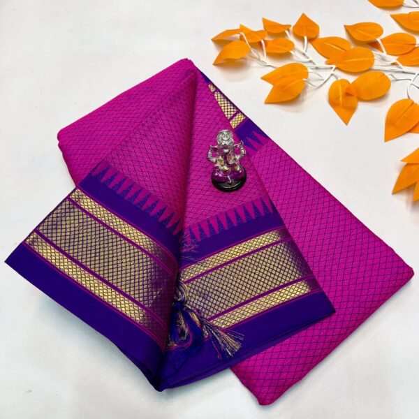 Katki Khan Paithani Saree Red Violet