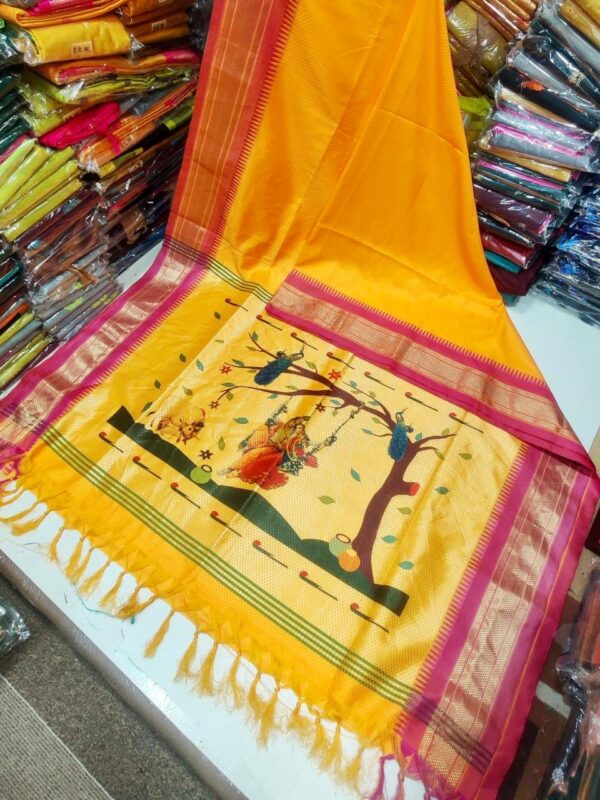 Radhe Krishna Khhan Paithani Dark Yellow