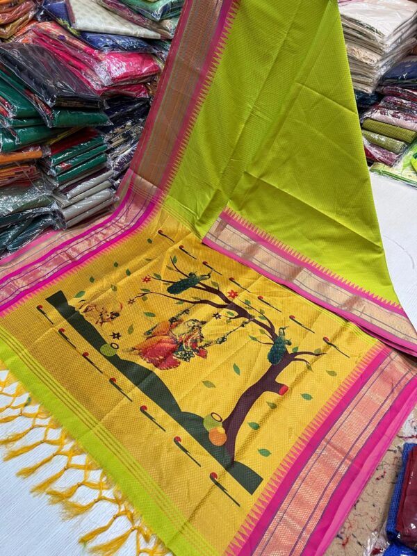 Radhe Krishna Khhan Paithani Light Greenish Yellow