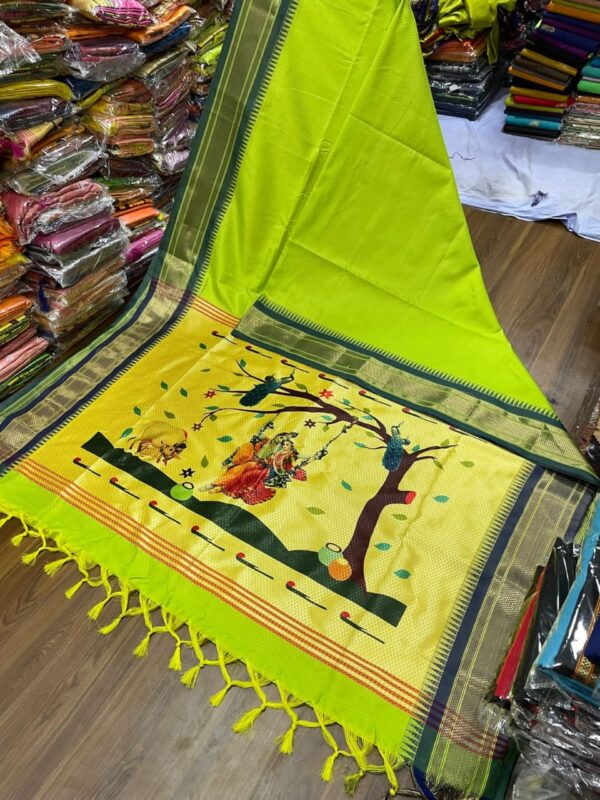 Radhe Krishna Khhan Paithani Greenish Yellow