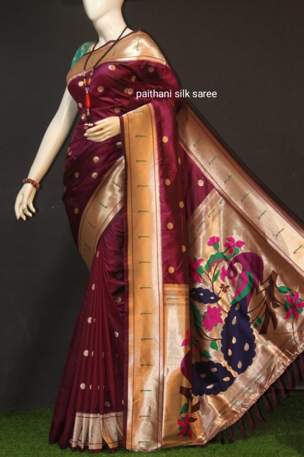 Brown Single Muniya Border Paithani