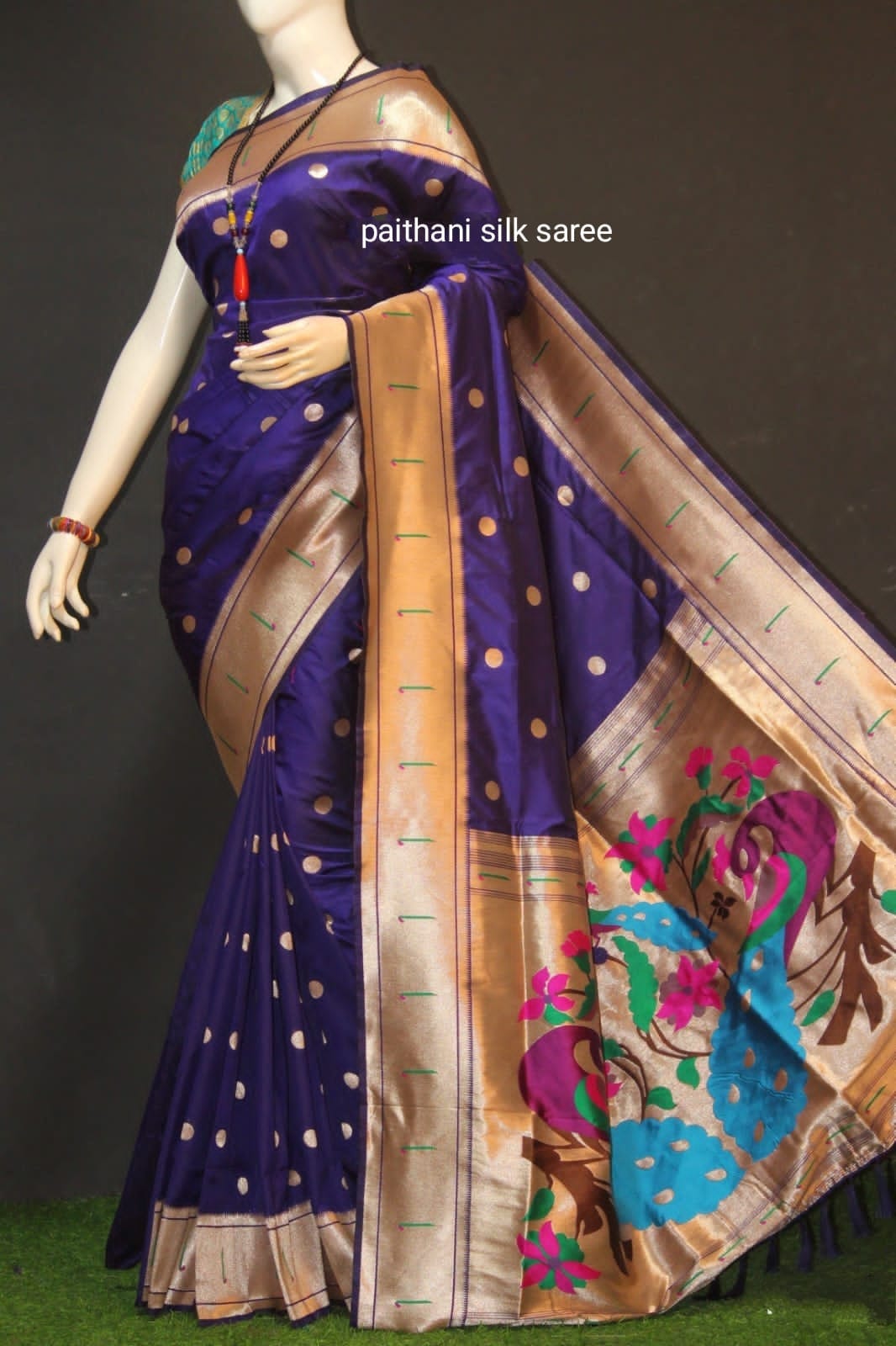 Single Muniya Border Paithani Purple Purple Single Muniya Border Paithani