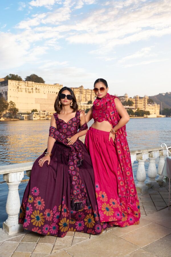 Tussar Silk Floral Print Lehenga Choli