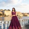 Tussar Silk Floral Print Lehenga Choli Maroon Right