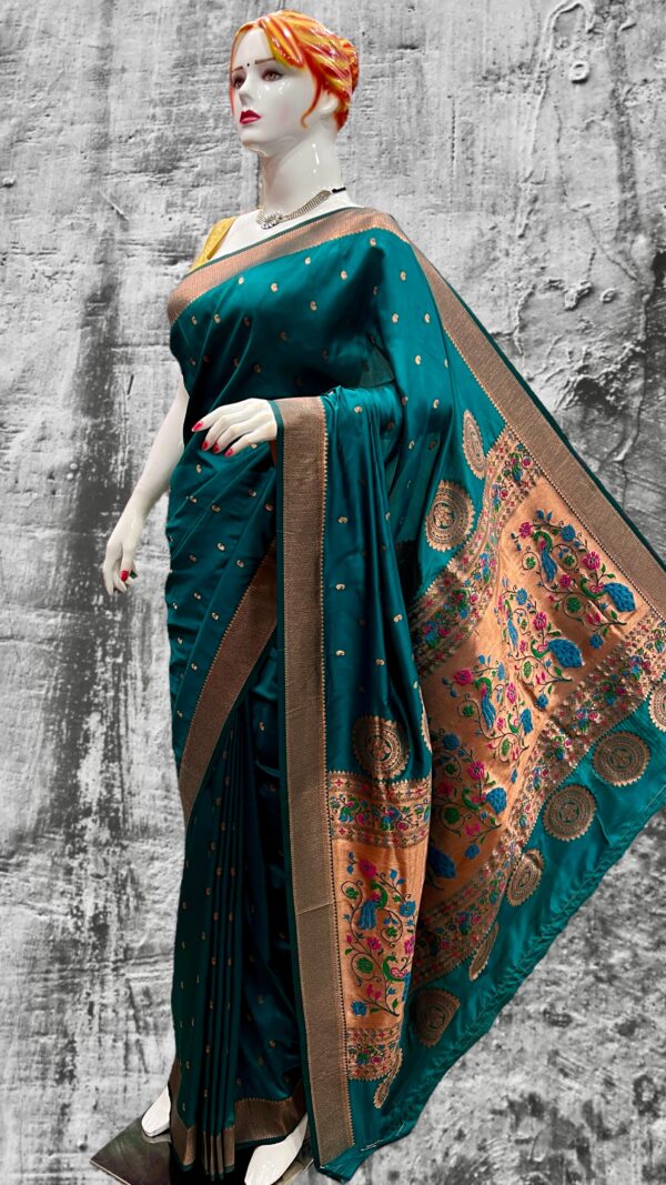 Vedika Soft Silk Paithani BluishCyan Front