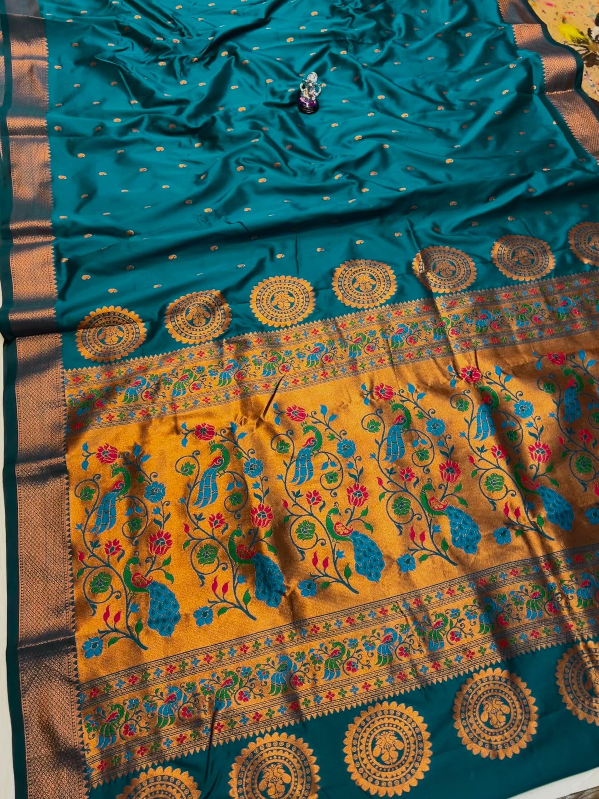 Vedika Soft Silk Paithani BluishCyan Vedika Soft Silk Paithani BluishCyan