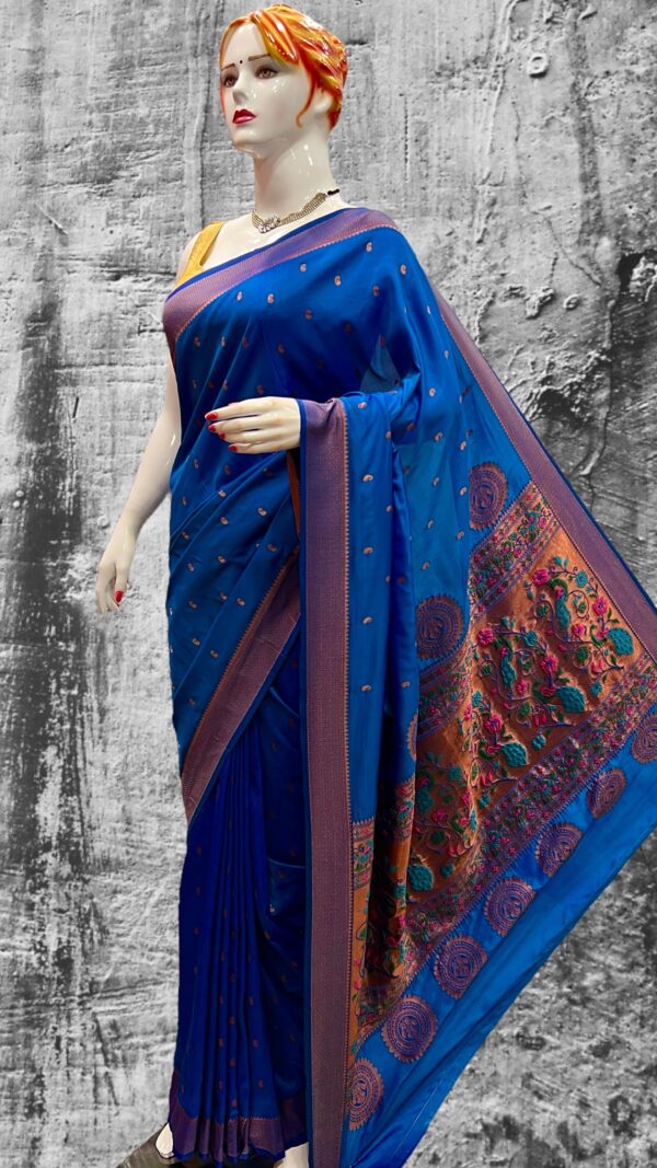 Vedika Soft Silk Paithani CyanBlue Front