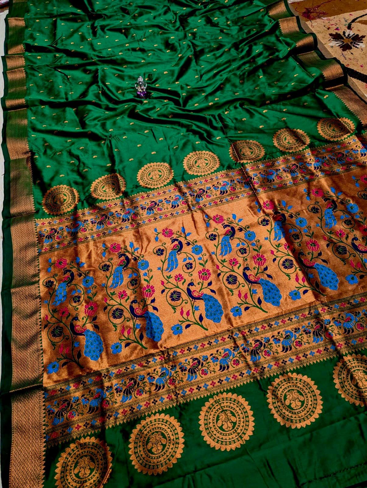 Vedika Soft Silk Paithani Green Vedika Soft Silk Paithani Green