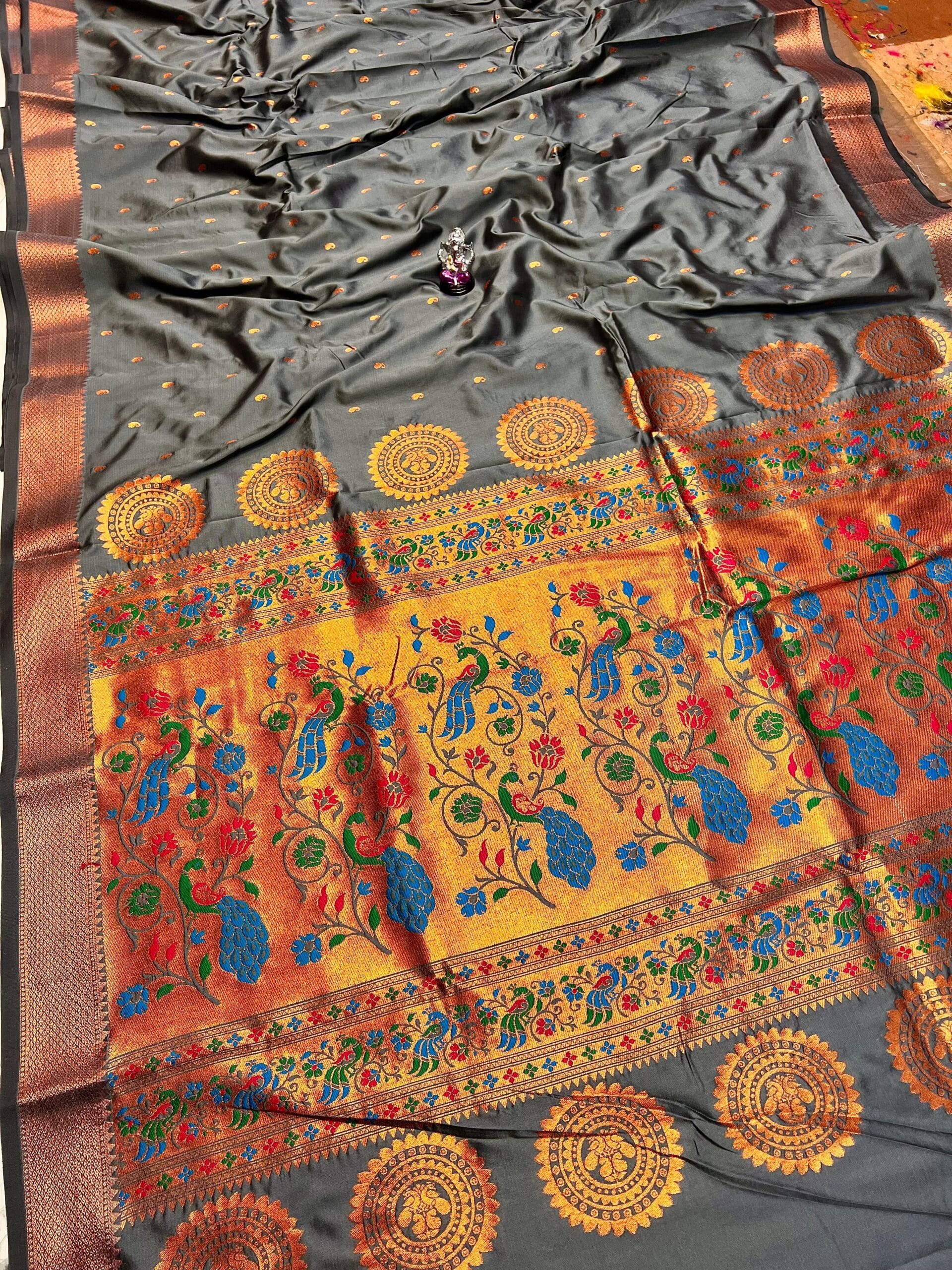 Vedika Soft Silk Paithani Grey Vedika Soft Silk Paithani Grey