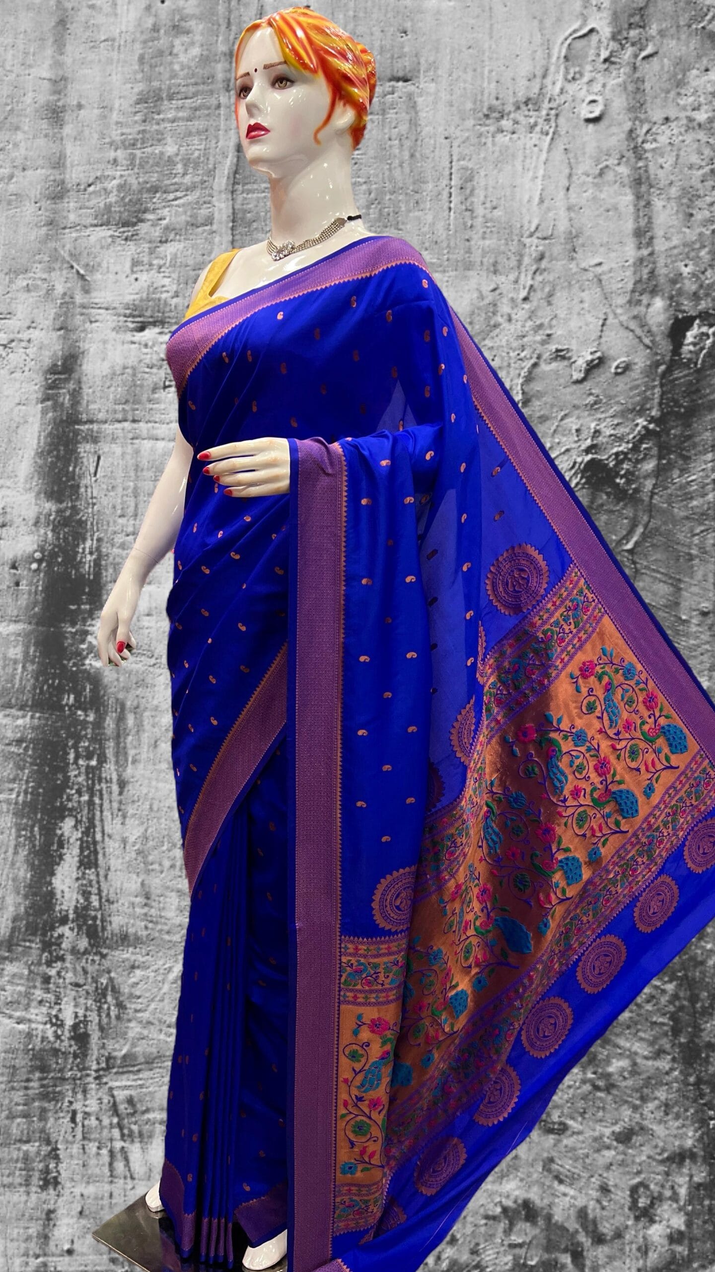 Vedika Soft Silk Paithani RoyalBlue Front Vedika Soft Silk Paithani RoyalBlue Front
