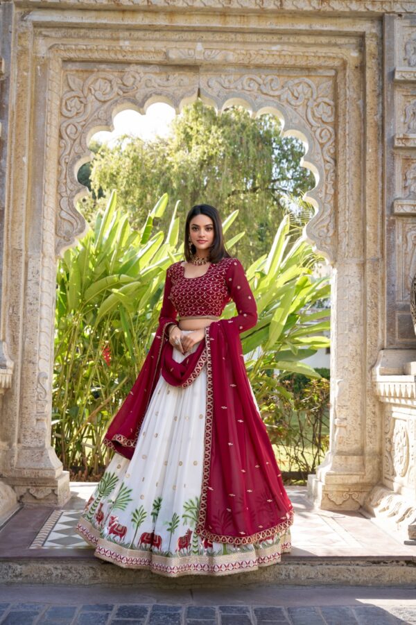 White Georgette Lehenga Choli Front