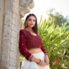 White Georgette Lehenga Choli Left Side