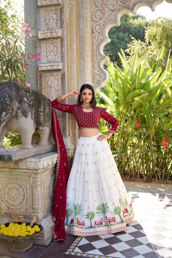 White Georgette Lehenga Choli Right Side