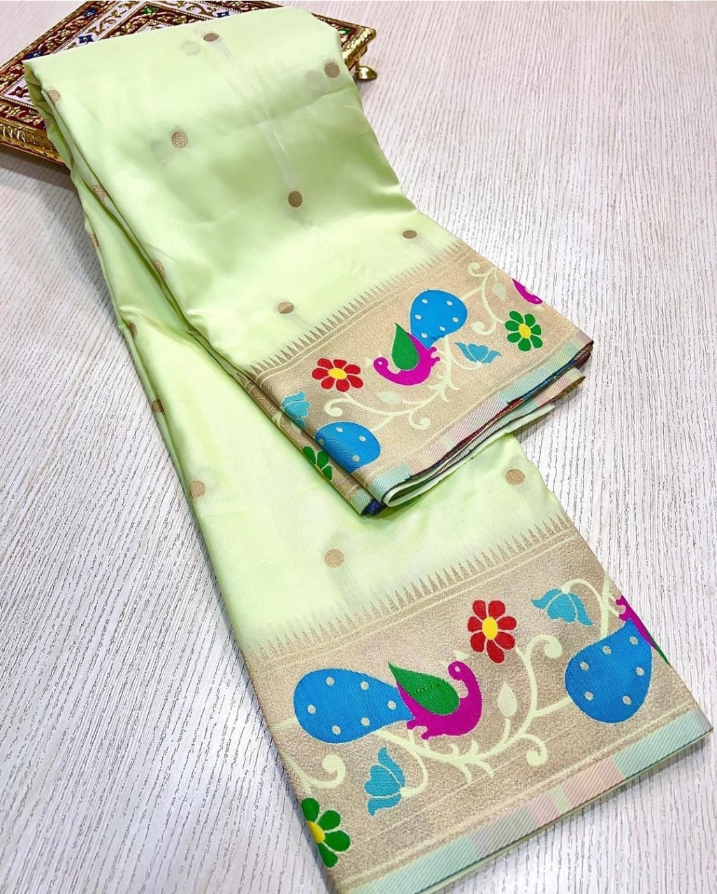 Light Green Khushi Brocade Paithani Light Green Khushi Brocade Paithani