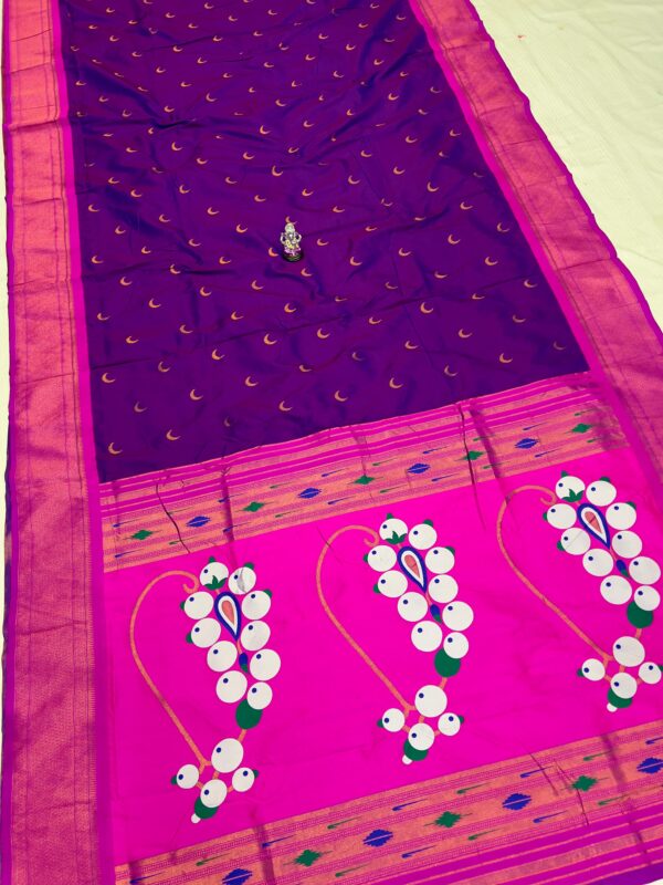 Purple 9 Yard Chandrakor Paithani Saree