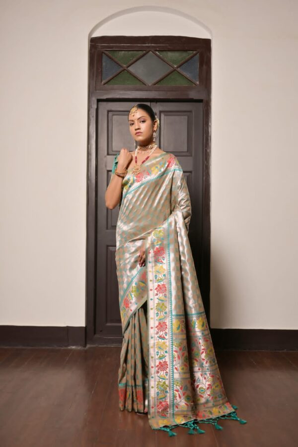 Rama Green Fancy Paithani Saree Front