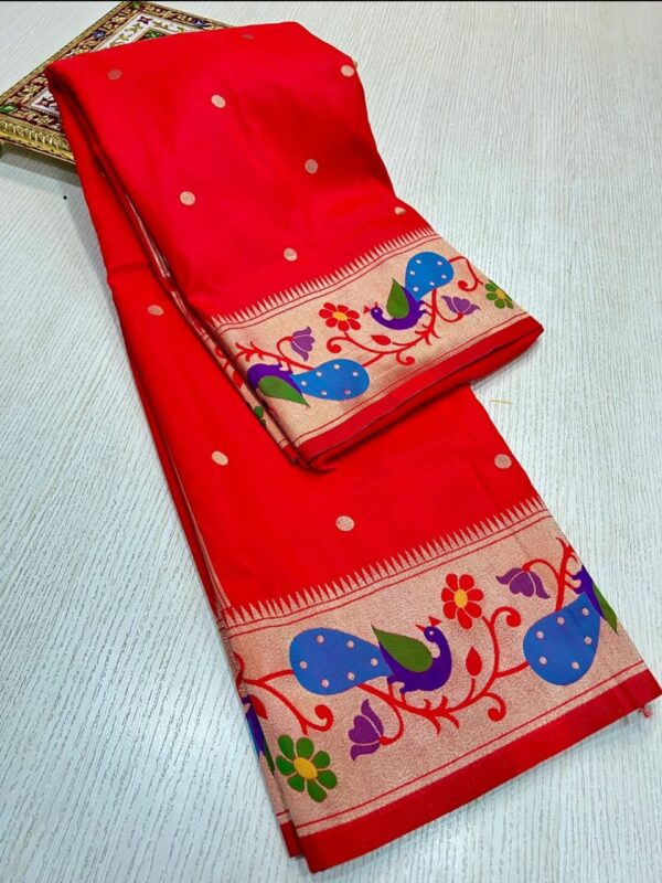 Red Khushi Brocade Paithani