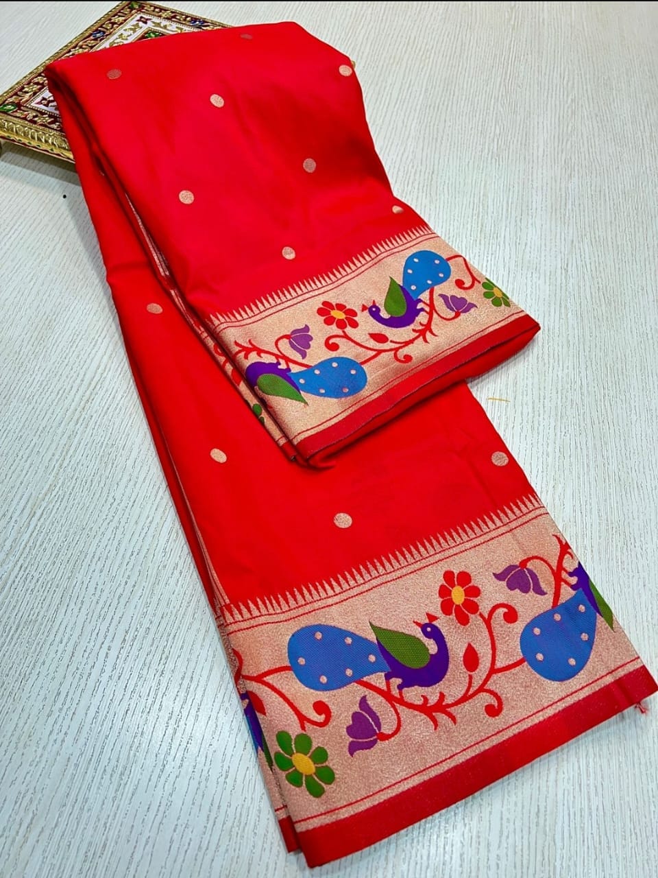 Red Khushi Brocade Paithani Red Khushi Brocade Paithani