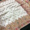 White Soft Rajwadi Pashmina Silk Saree DN 1001