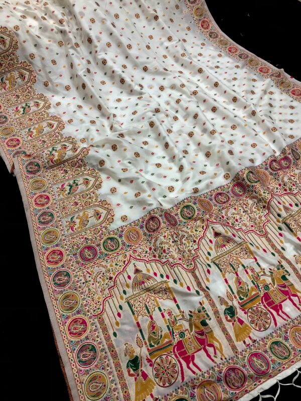 White Soft Rajwadi Pashmina Silk Saree DN 1001 (2)