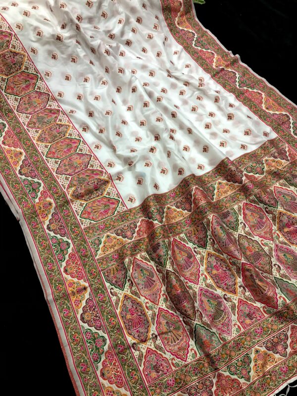 White Soft Rajwadi Pashmina Silk Saree DN 1002 (2)