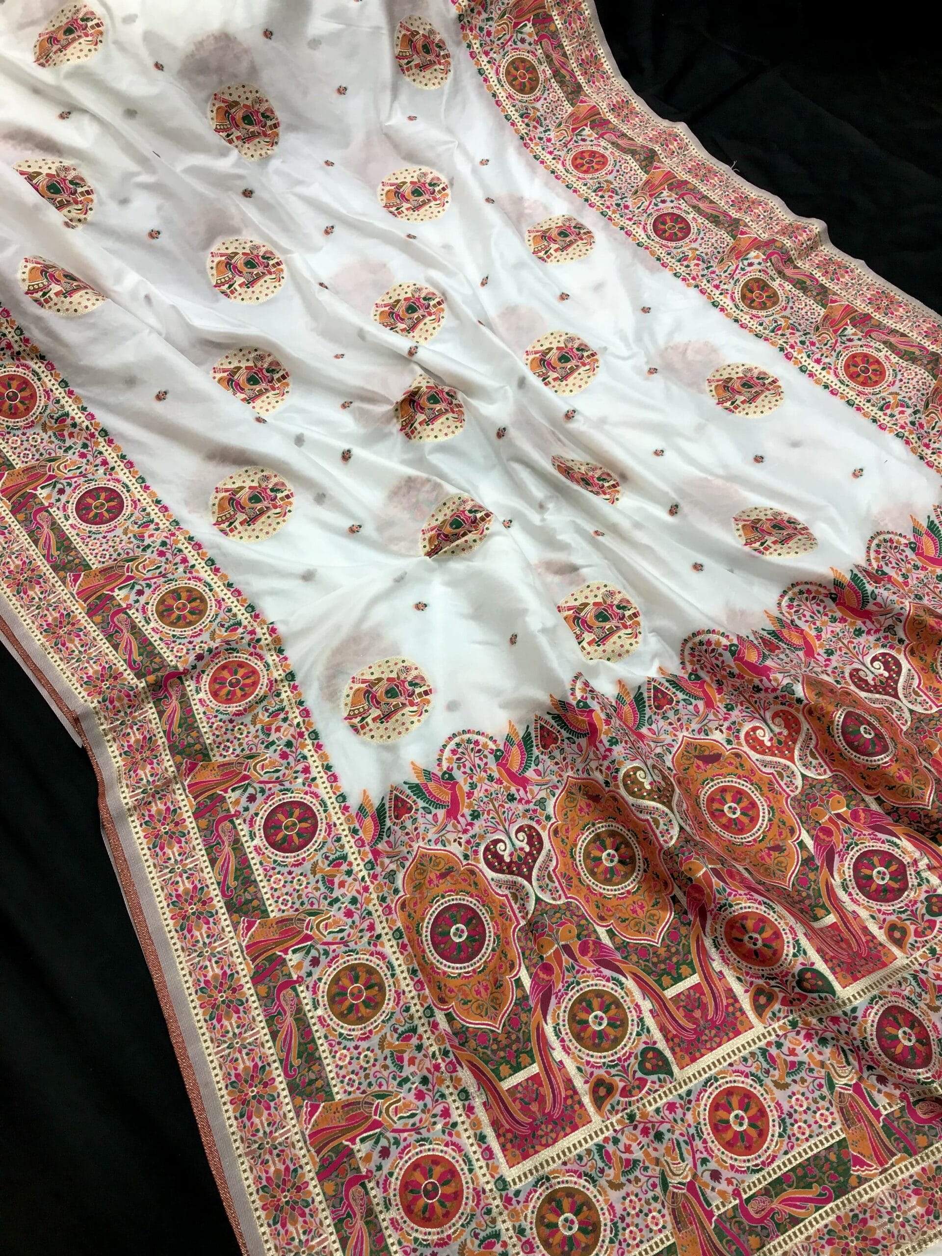 White Soft Rajwadi Pashmina Silk Saree DN 1004