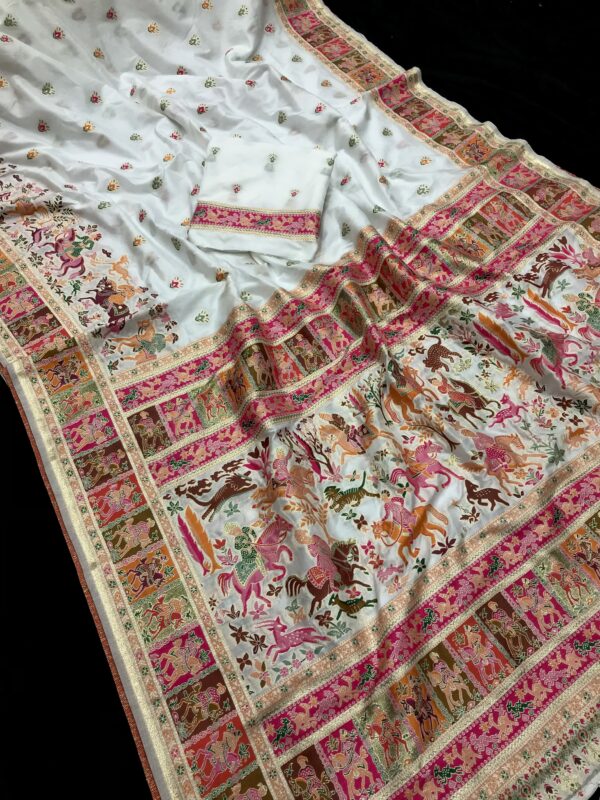 White Soft Rajwadi Pashmina Silk Saree DN 1005 (2)