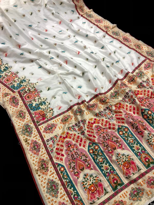 White Soft Rajwadi Pashmina Silk Saree DN 1006 (2)