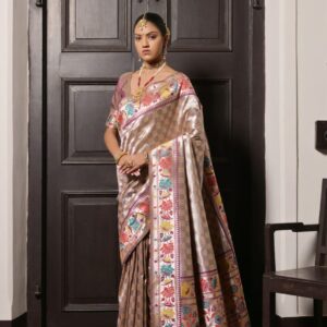 Wine Fancy Paithani Saree Front