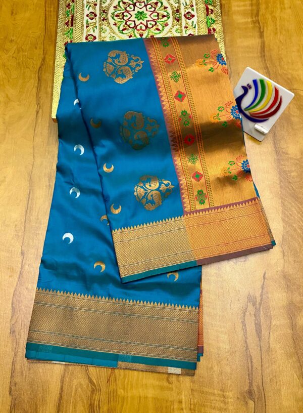 Chandrakor Brocade Paithani Cyan (2)