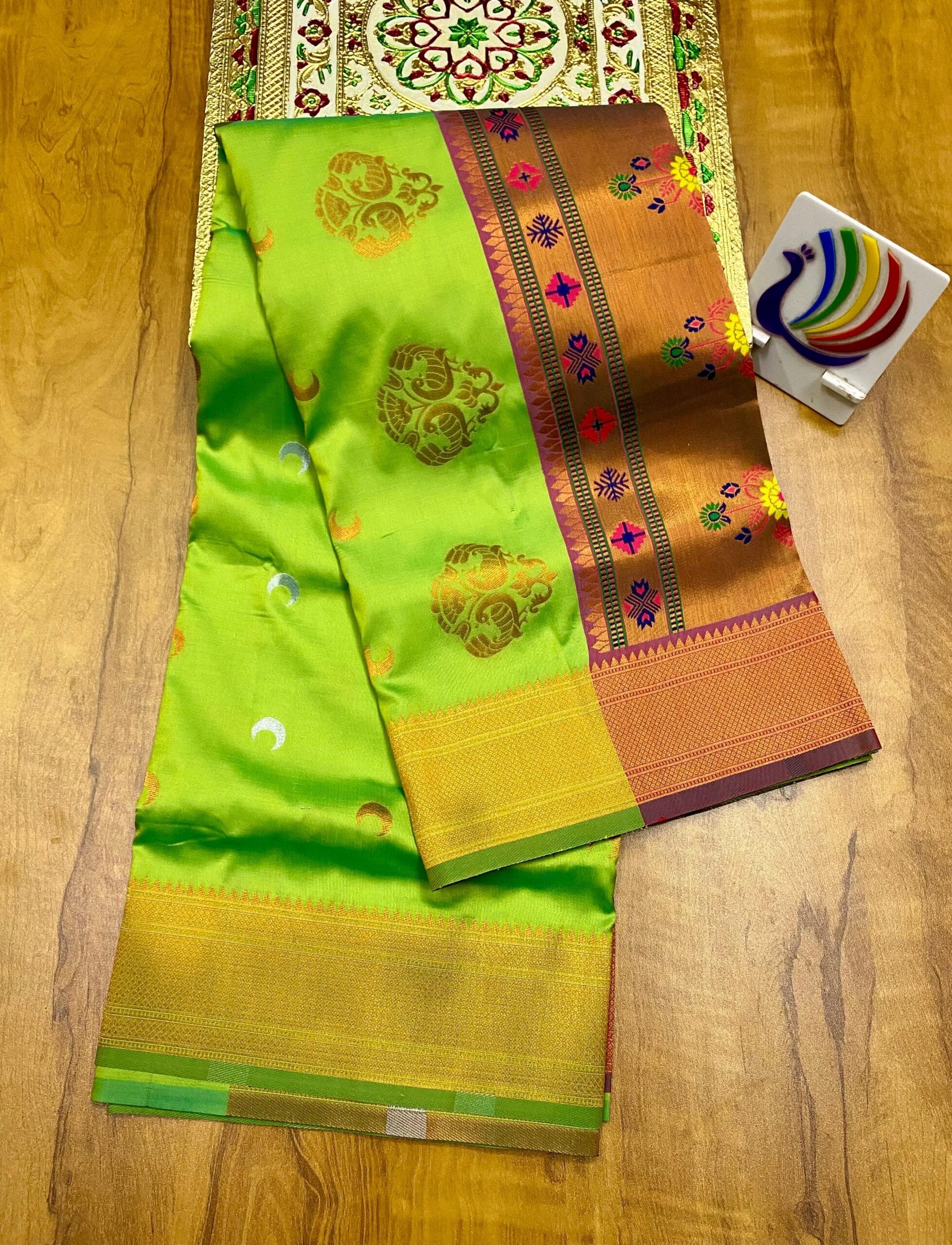 Chandrakor Brocade Paithani Light Green Chandrakor Brocade Paithani Light Green