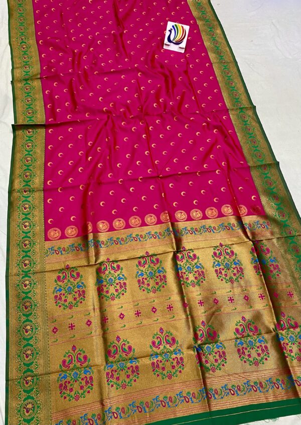 Chandrakor Brocade Paithani Pink Green (2)