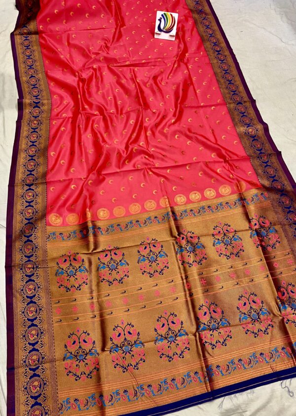 Chandrakor Brocade Paithani Pinkish Red (2)