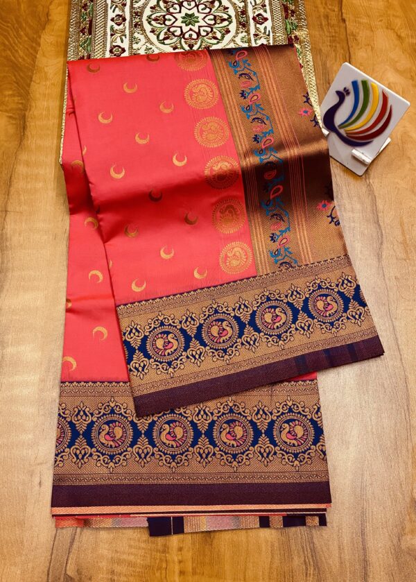 Chandrakor Brocade Paithani Pinkish Red