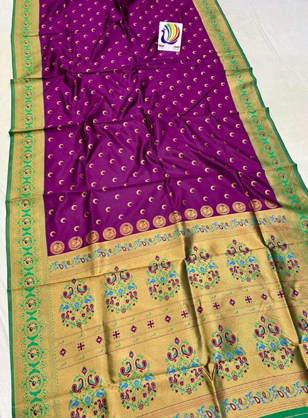 Chandrakor Brocade Paithani Purple Green (2)