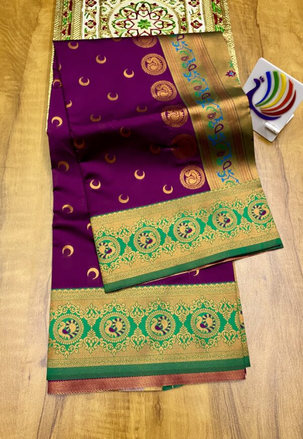 Chandrakor Brocade Paithani Purple Green