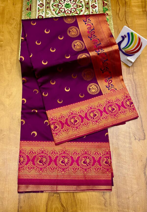 Chandrakor Brocade Paithani Purple Pink