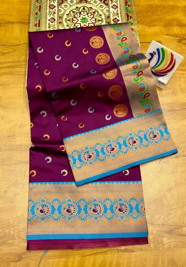 Chandrakor Brocade Paithani Purple Sky