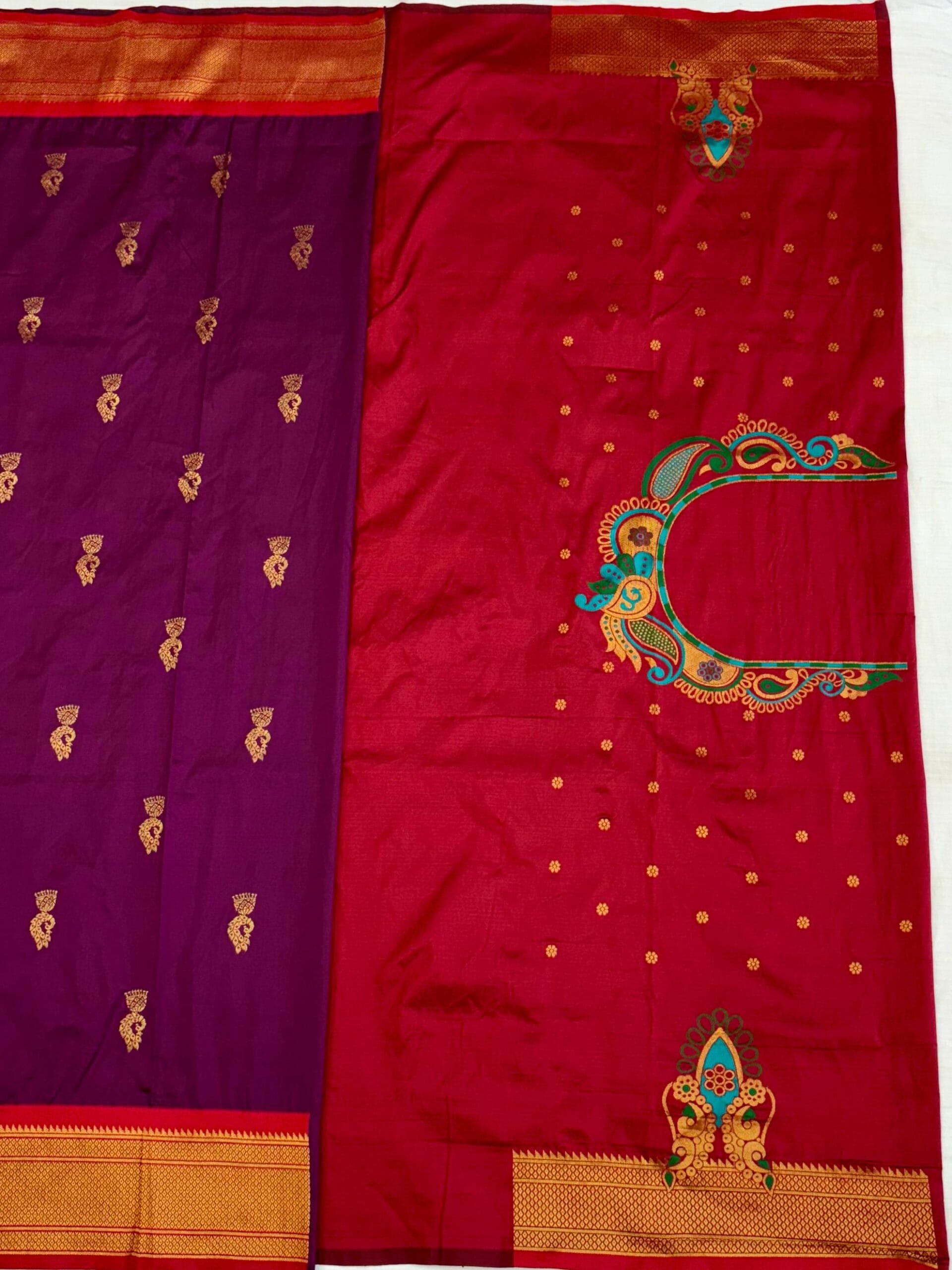 Mayuri Kadiyal Paithani Red-Purple BP Mayuri Kadiyal Paithani Red-Purple BP