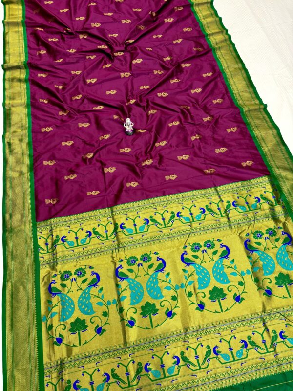 Mayuri Kadiyal Paithani Red-Purple Green