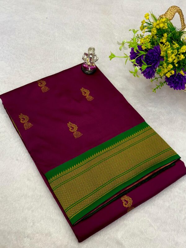 Mayuri Kadiyal Paithani Red-Purple Green S