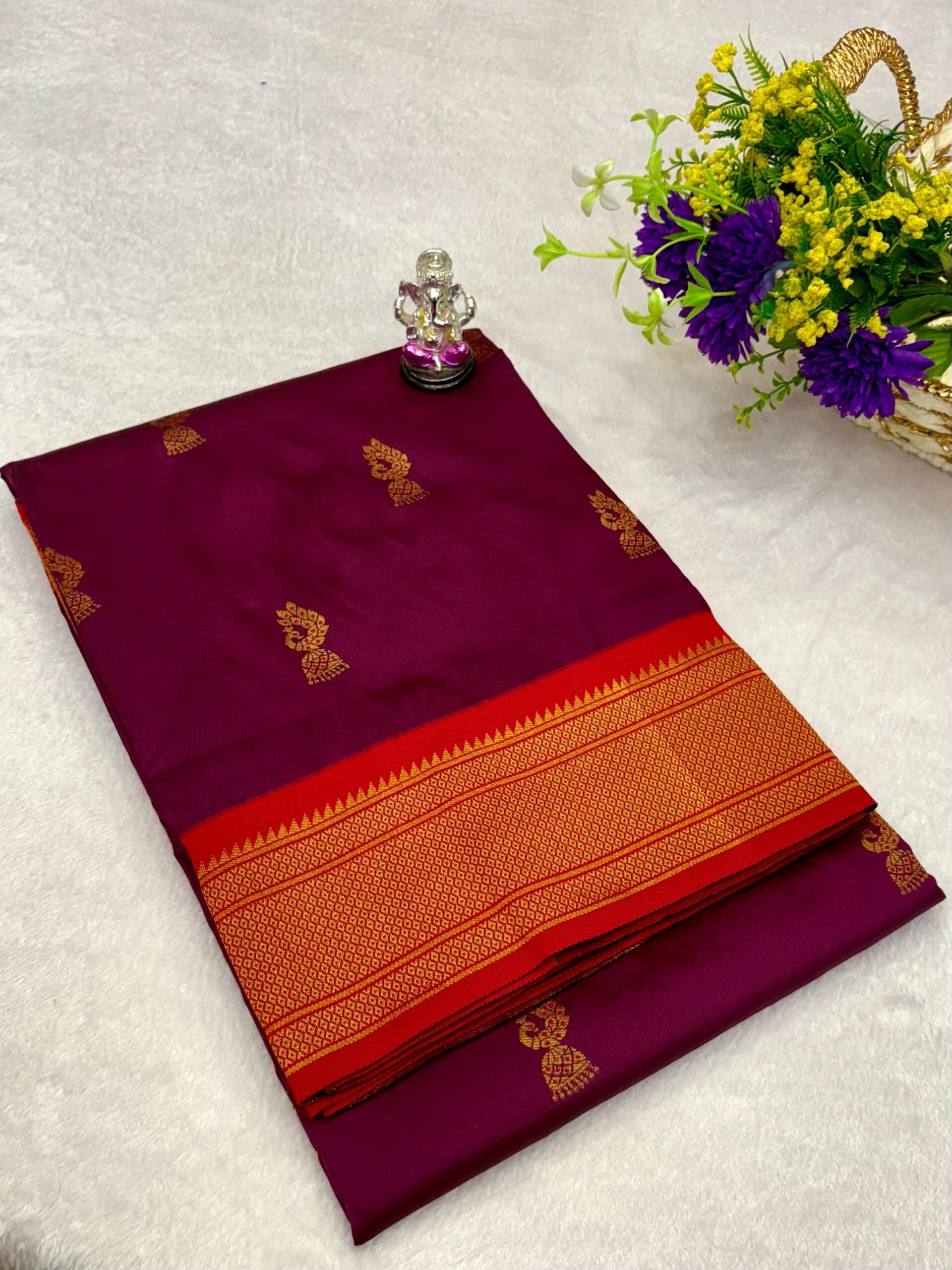 Mayuri Kadiyal Paithani Red-Purple S Mayuri Kadiyal Paithani Red-Purple S