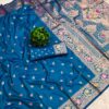 Soft Banarasi silk saree Cyan