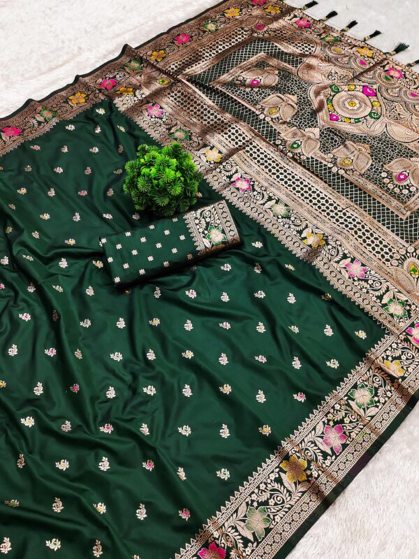 Soft Banarasi silk saree Green