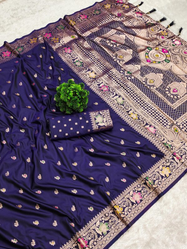 Soft Banarasi silk saree Navy Blue