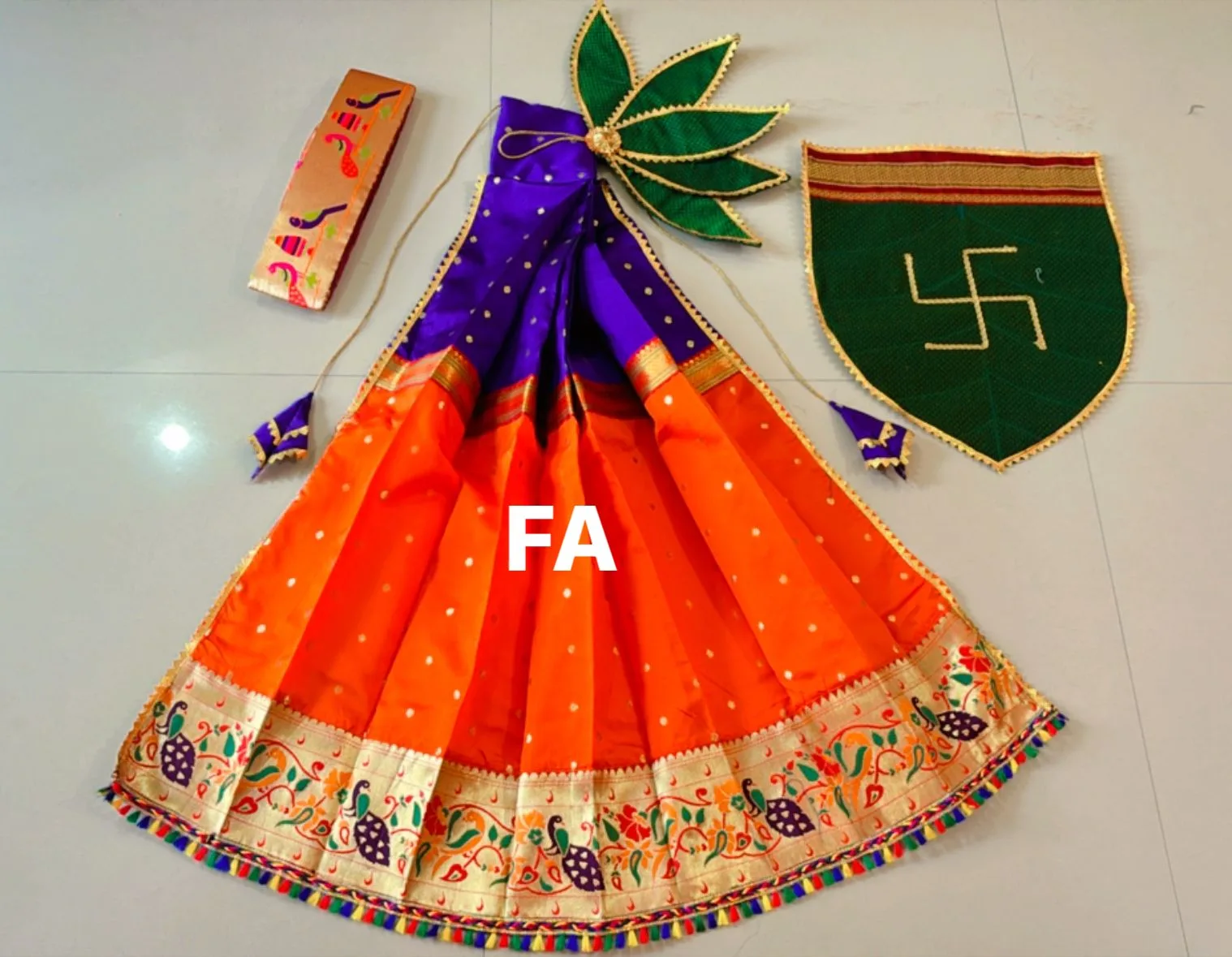 Trending Designer Gudi Vastra Orange All