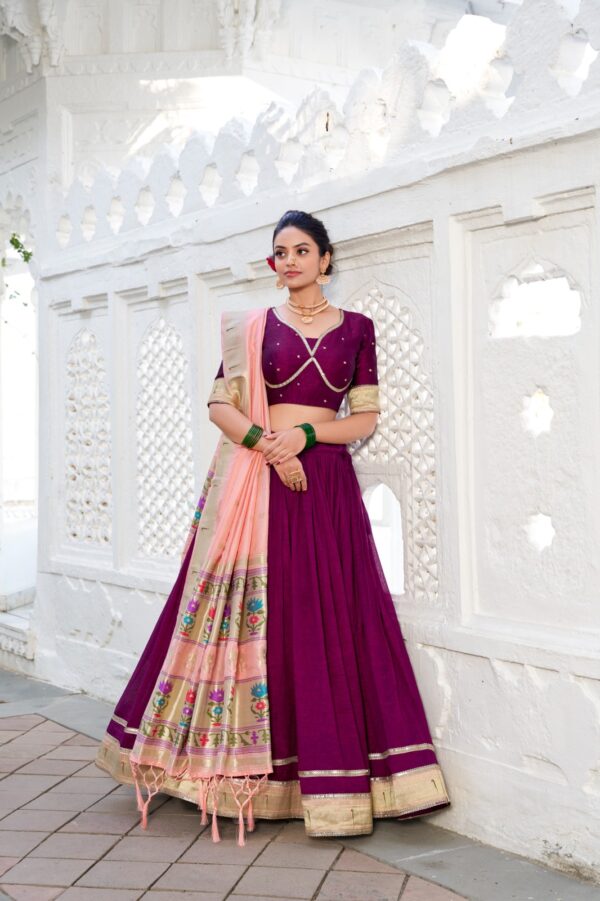 Wine Vichitra Silk Lehenga Choli Zoom