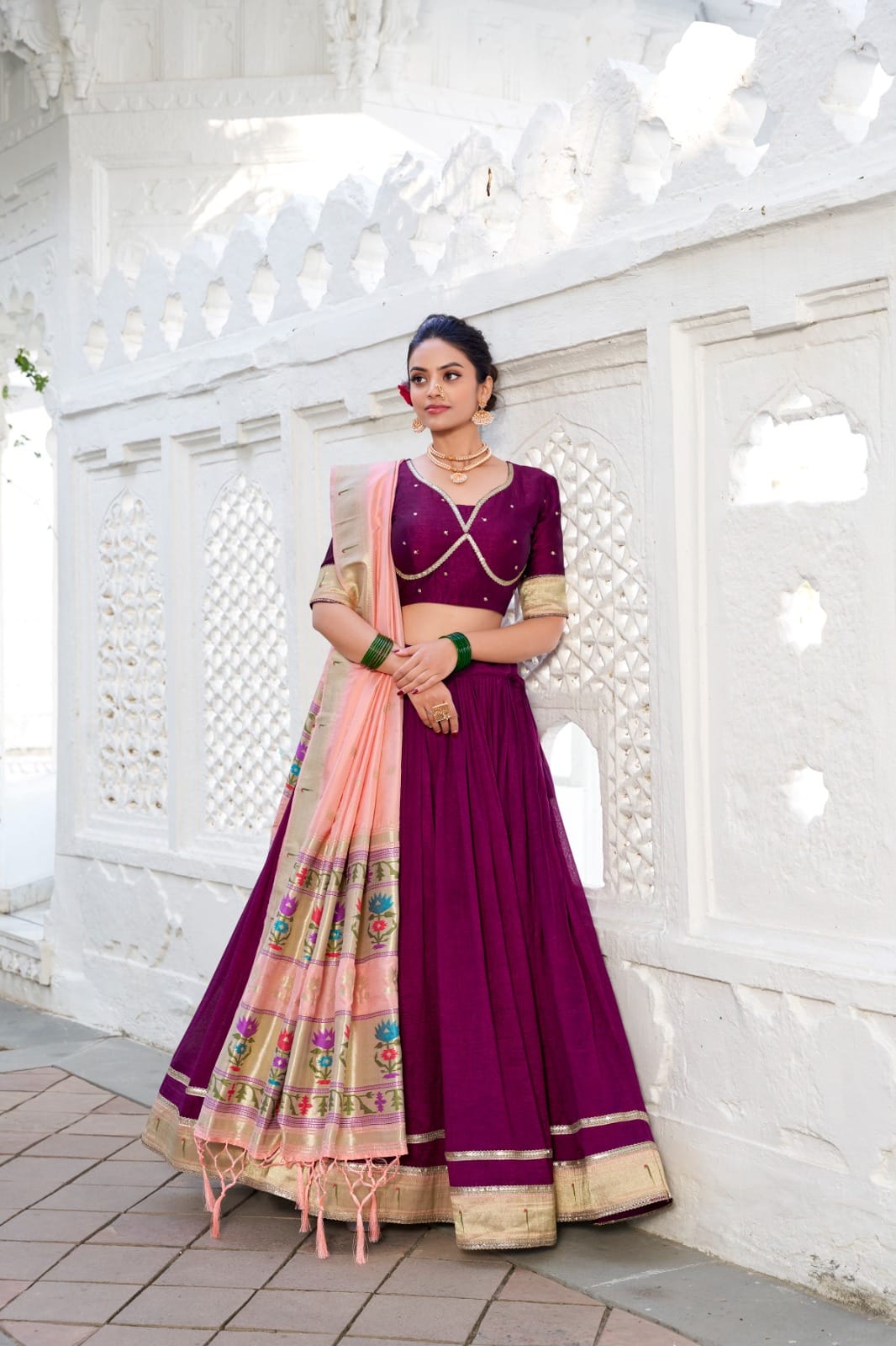 Wine Vichitra Silk Lehenga Choli Zoom Wine Vichitra Silk Lehenga Choli Zoom