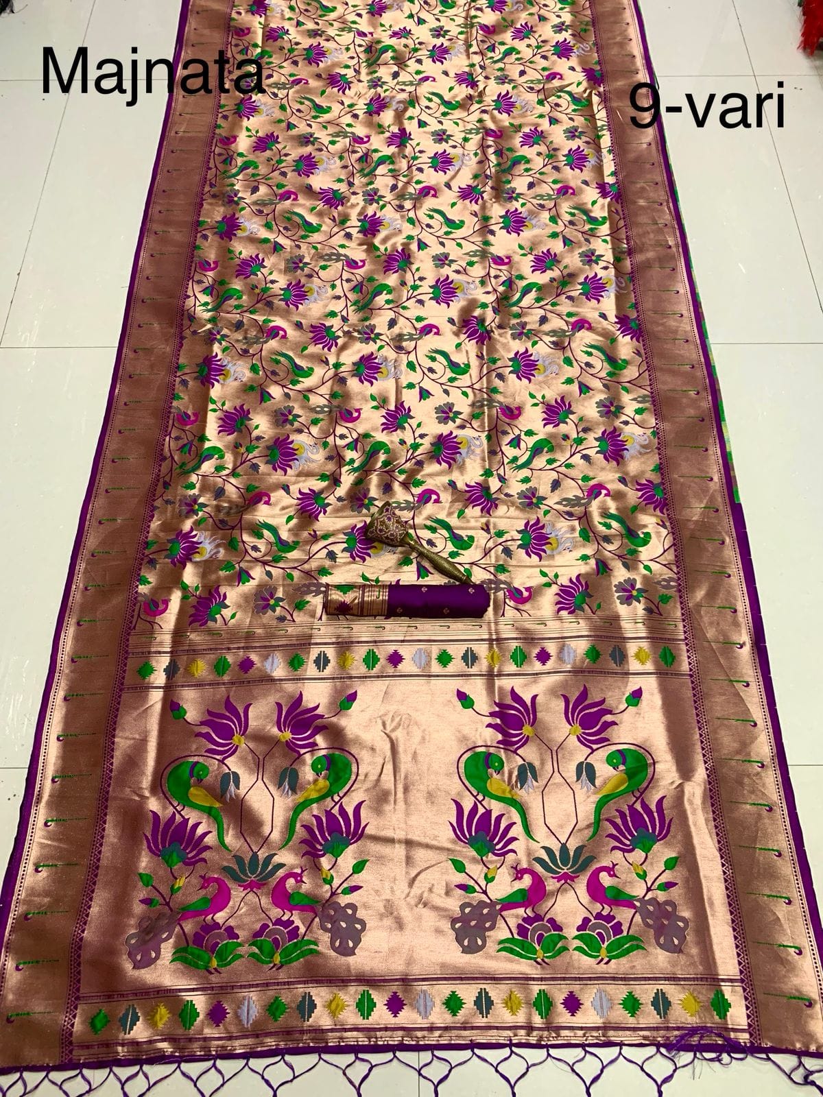 9-Yard Kanchivaram Paithani Saree Majanta 9-Yard Kanchivaram Paithani Saree Majanta
