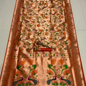 9-Yard Kanchivaram Paithani Saree Orange